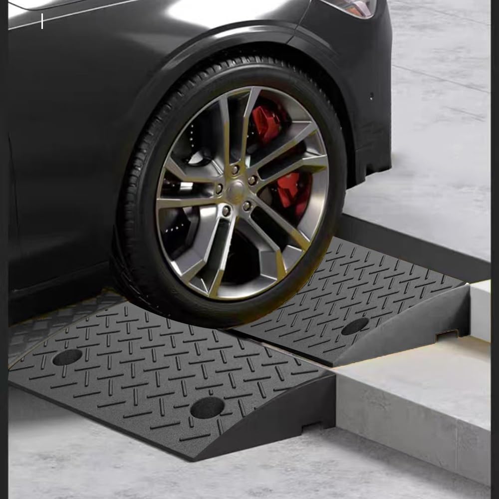 Rubber Wheelchair Ramp for Steps Sidewalk, 2' 4' 7' Rise Kerb Ramp, Portable Driveway Curb Ramps Handicap Ramps for Home Dock Garage Shed Ramps(50x80x10 cm)
