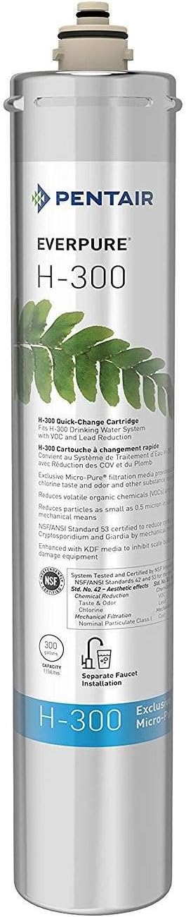 Pentair Everpure H-300 Water Filter Replacement Cartridge for Home Faucet Tap Water Under Sink, EV927072 (2 Pack)