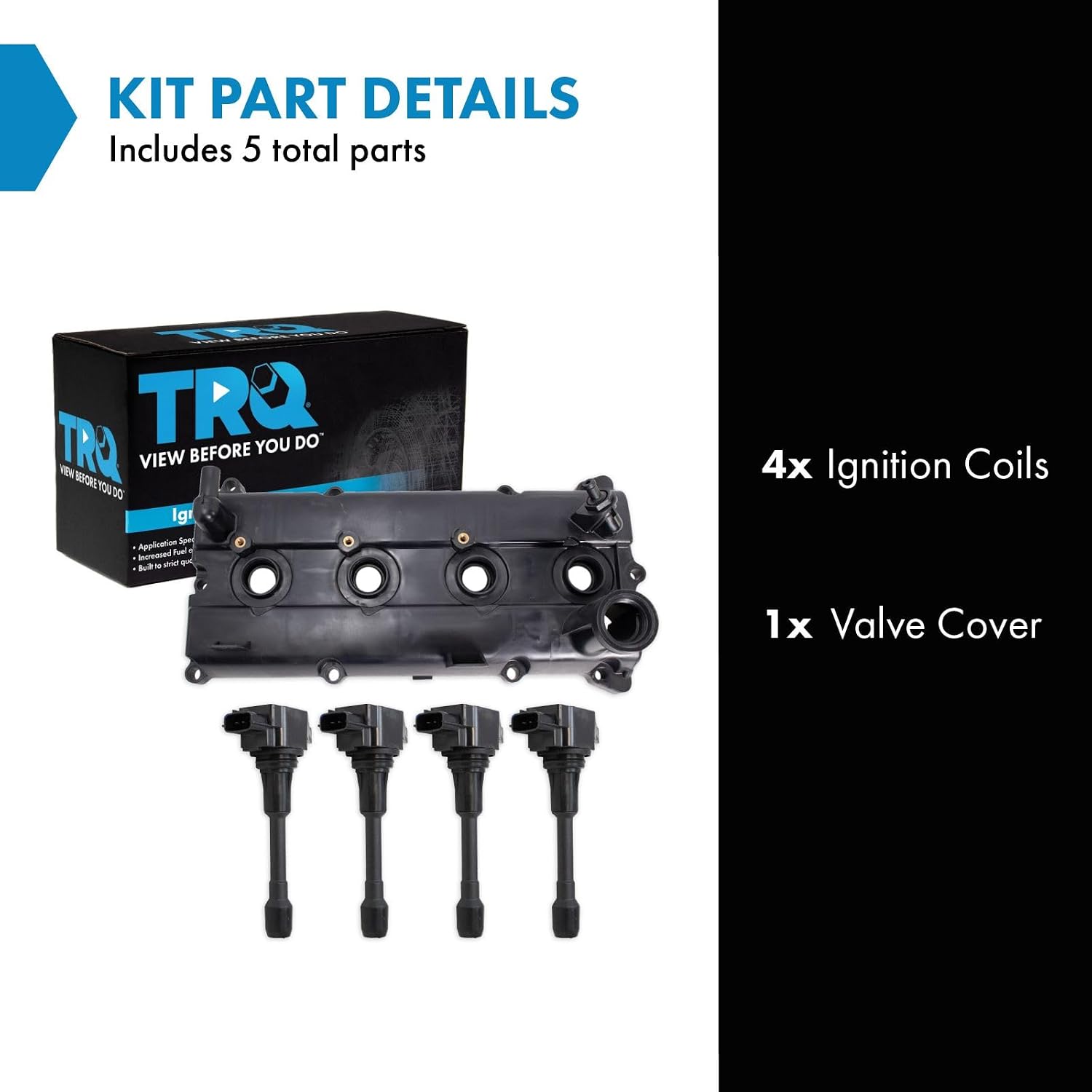 TRQ Ignition Coil Kit 5 Piece Valve Cover Compatible with 2005-2019 Nissan Frontier
