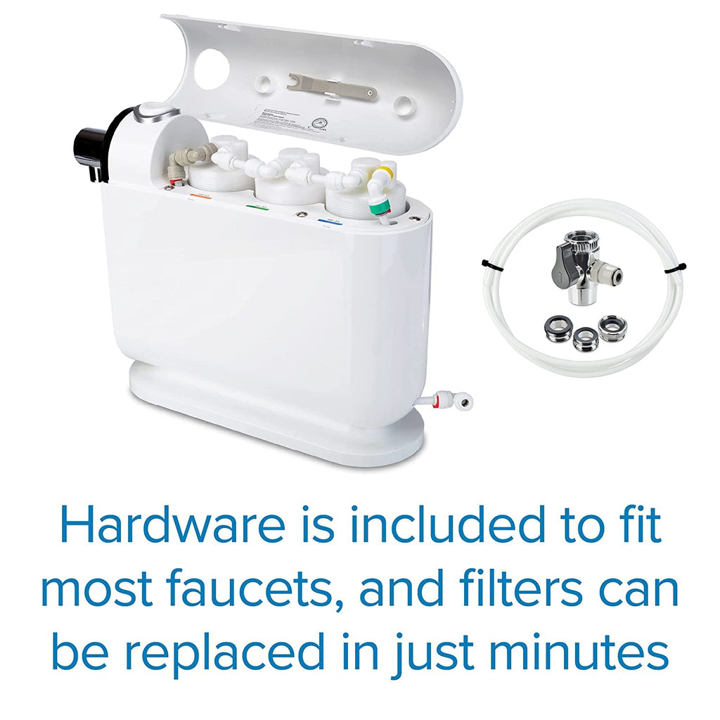 Brondell H630 Cypress Countertop Water Filter System for Kitchen Sinks, Three-Stage Filtration System and Dispenser Attaches to Faucet, White