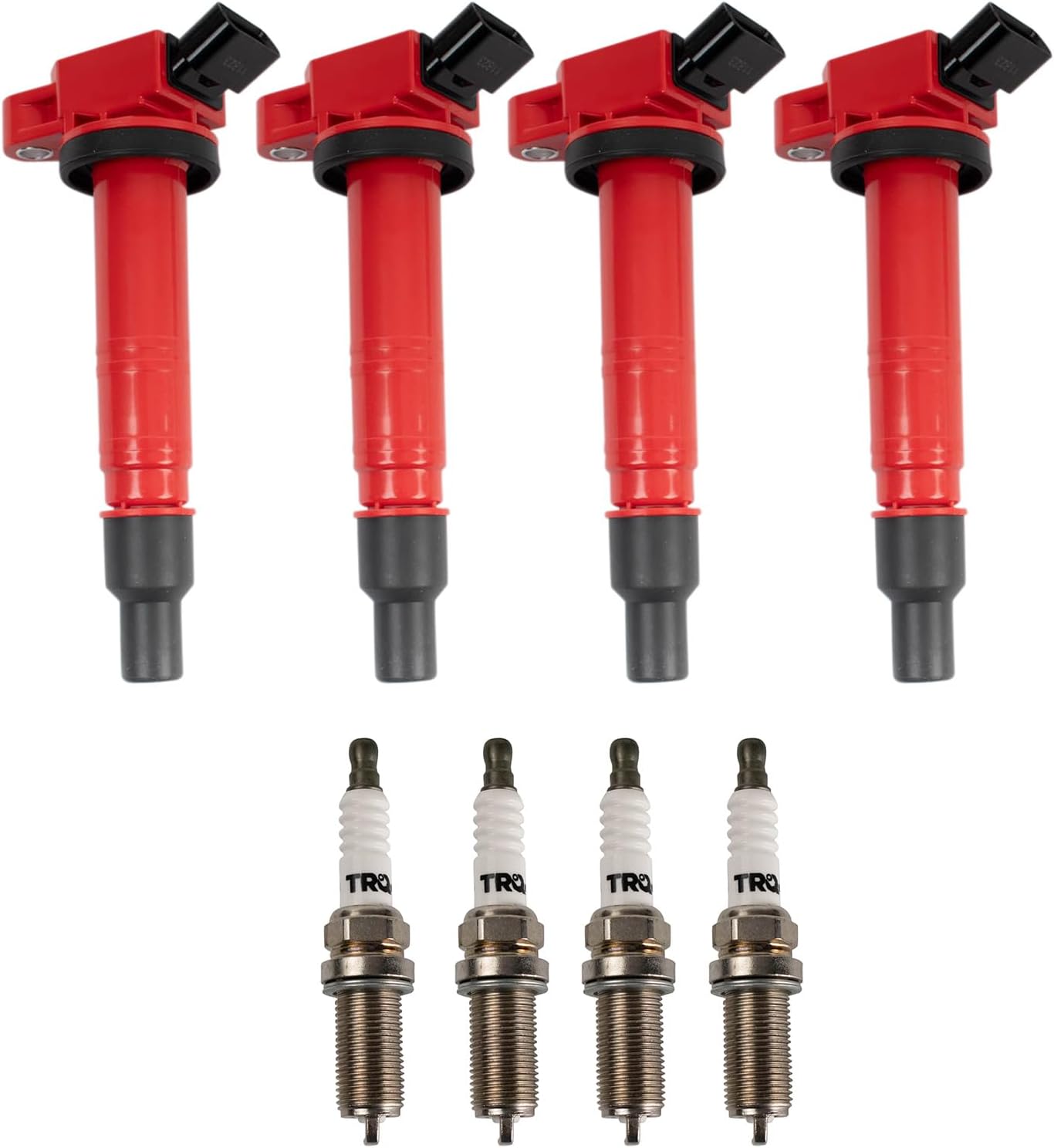 TRQ Ignition Coil and Spark Plug Kit 8 Piece Iridium Spark Plugs Compatible with 2014-2015 Scion xB
