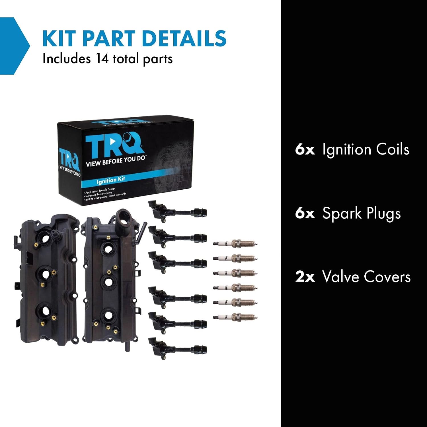TRQ Ignition Coil and Spark Plug Kit 6 Piece Iridium Spark Plugs Compatible with 2007 Infiniti G35