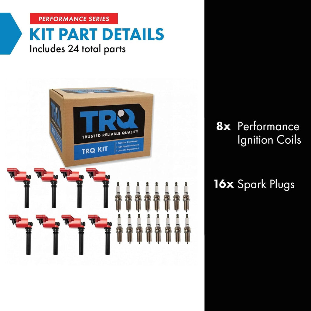TRQ Ignition Coil and Spark Plug Kit 24 Piece Iridium Spark Plugs Compatible with 2005 Chrysler 300 2004-2005 Dodge Durango Magnum 2003-2005 Ram 1500 2500 3500 2005 Jeep Grand Cherokee