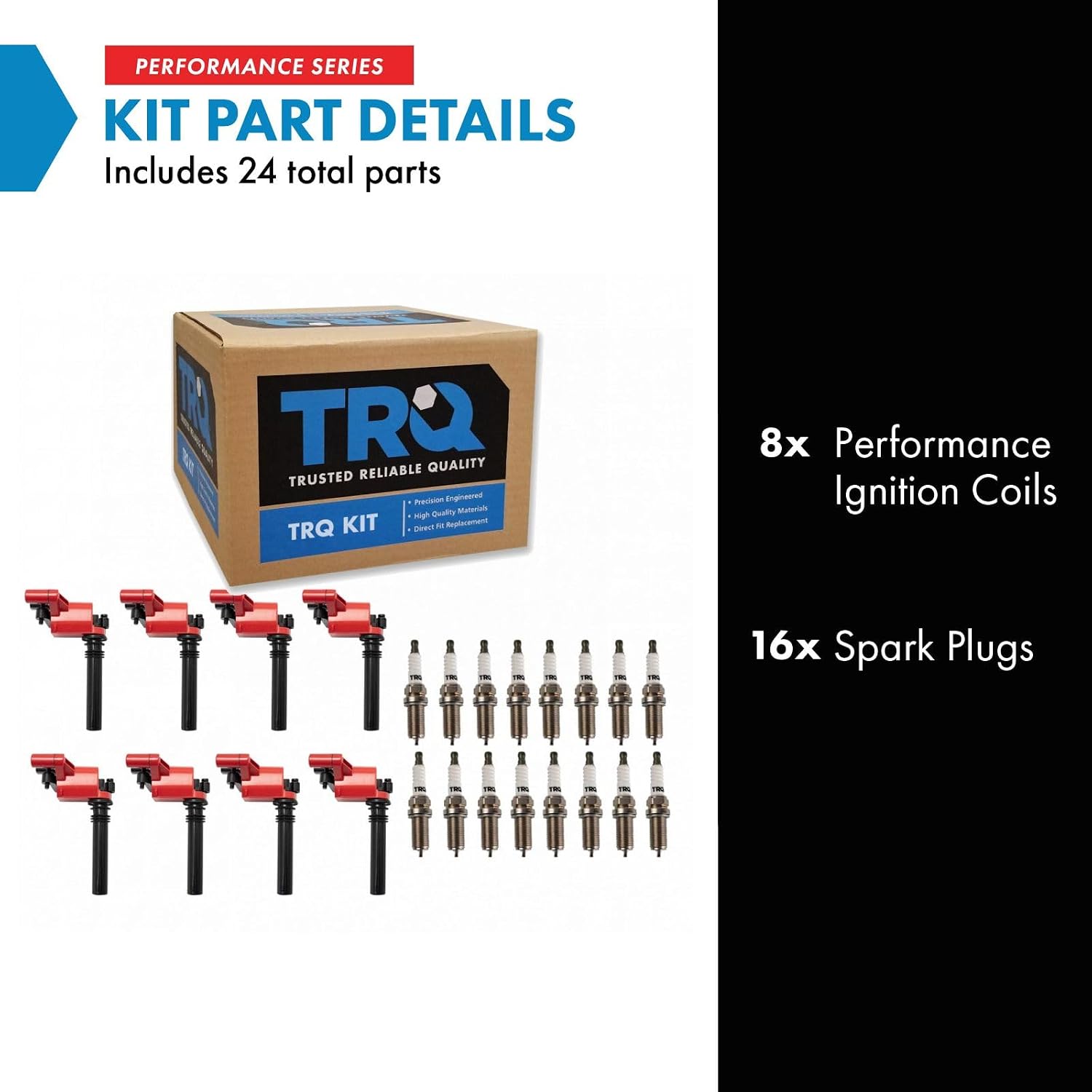 TRQ Ignition Coil and Spark Plug Kit 24 Piece Iridium Spark Plugs Compatible with 2005 Chrysler 300 2004-2005 Dodge Durango Magnum 2003-2005 Ram 1500 2500 3500 2005 Jeep Grand Cherokee