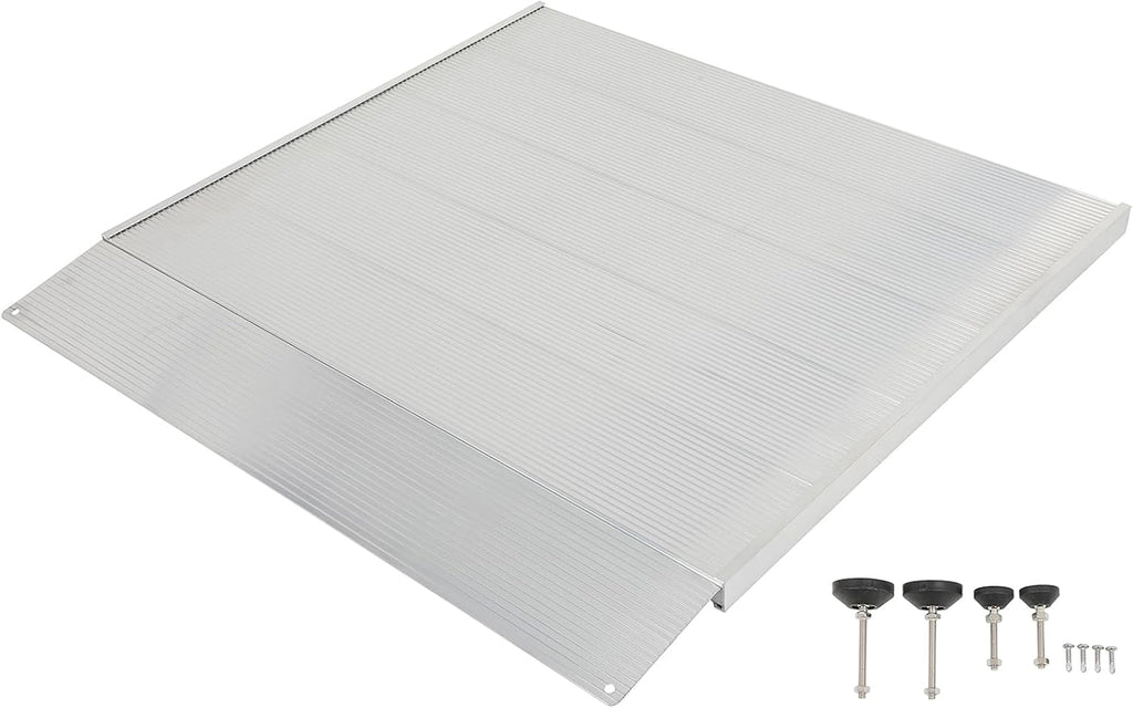 ECCPP Portable and Anti-Slip Surface Wheelchair Ramp, For Doorway Rated 600LBS Weight Capacity, Aluminum Threshold Ramp 15.7' L x 31.5' W