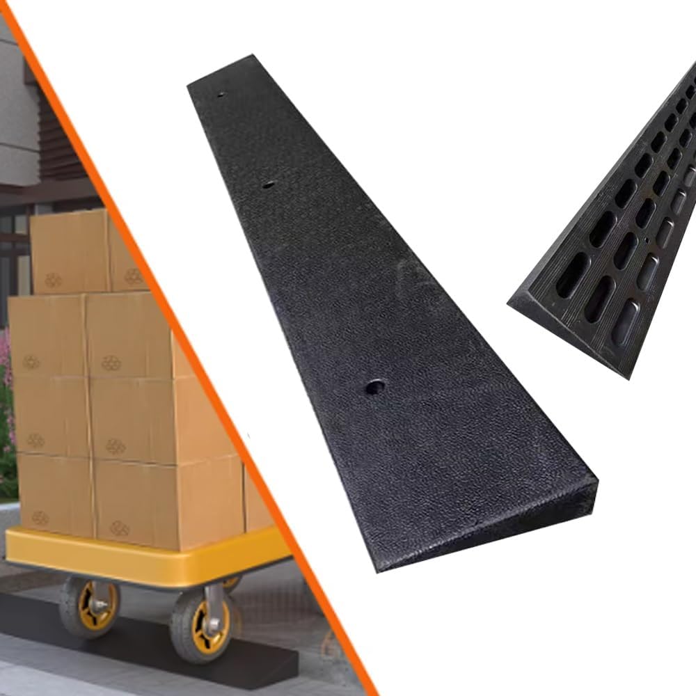 Portable Threshold Ramps For Doorways，Small Steps Curb Ramp，Power Wheelchair Scooter Threshold Ramp Black Heavy-Duty Door Ramp Mat，Entry Ramp Sturdy Rubber(Height: 5.5cm/2.16in)