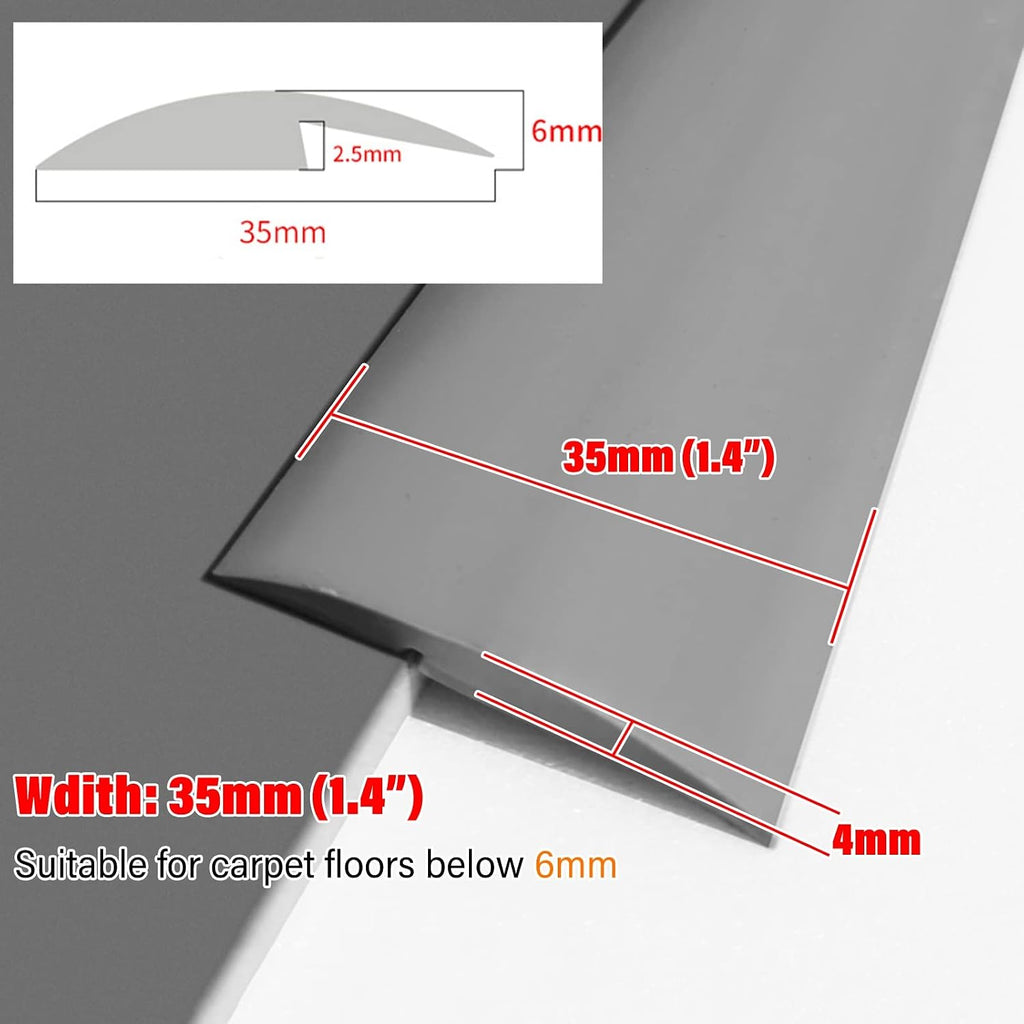 Floor Transition Strip ，Carpet to Floor Transition Strip, Soft Pvc Rug Edge Trim Doorway Threshold Gap Cover for Wheelchairs Walker Access, 3 10 20 36 49 82 FT Long Interior Flooring Bars Bridge Profi