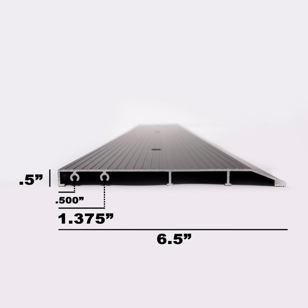 ADA Tile Saddle Threshold Aluminum ADA Compliant Door Saddle for Tile Floors – 1/2' Height – 5-1/2' or 6-1/2' Wide – Prehung Ready, Top Screw Holes Commercial-Residential (48'x 6 1/2')