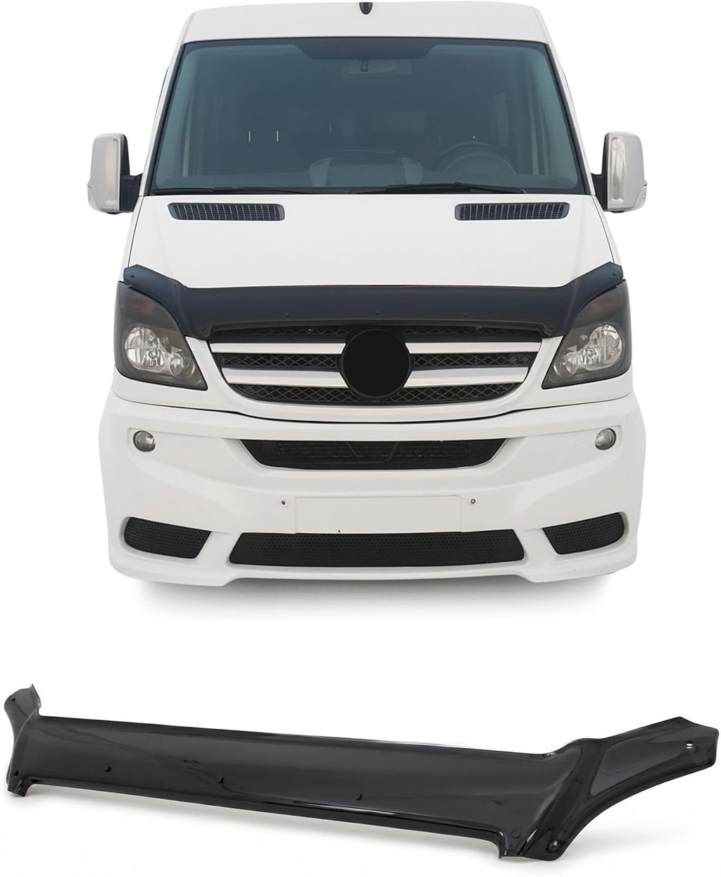 Hood Deflector Guard fits Mercedes Sprinter W906 2006-2013, Bugflector Bug & Bonnet Shields, Black ABS Hood Protector, Protects from Particles & Bug, All Weather Durable Car Exterior Accessories