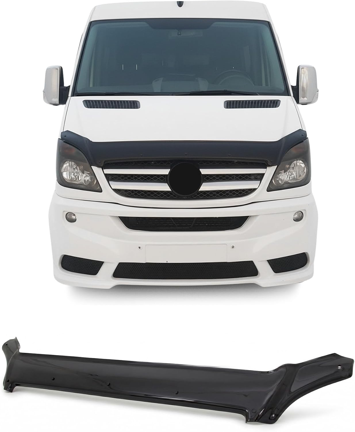 Hood Deflector Guard fits Mercedes Sprinter W906 2006-2013, Bugflector Bug & Bonnet Shields, Black ABS Hood Protector, Protects from Particles & Bug, All Weather Durable Car Exterior Accessories