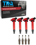 TRQ Ignition Coil and Spark Plug Kit 8 Piece Iridium Spark Plugs Compatible with 2014-2015 Scion xB