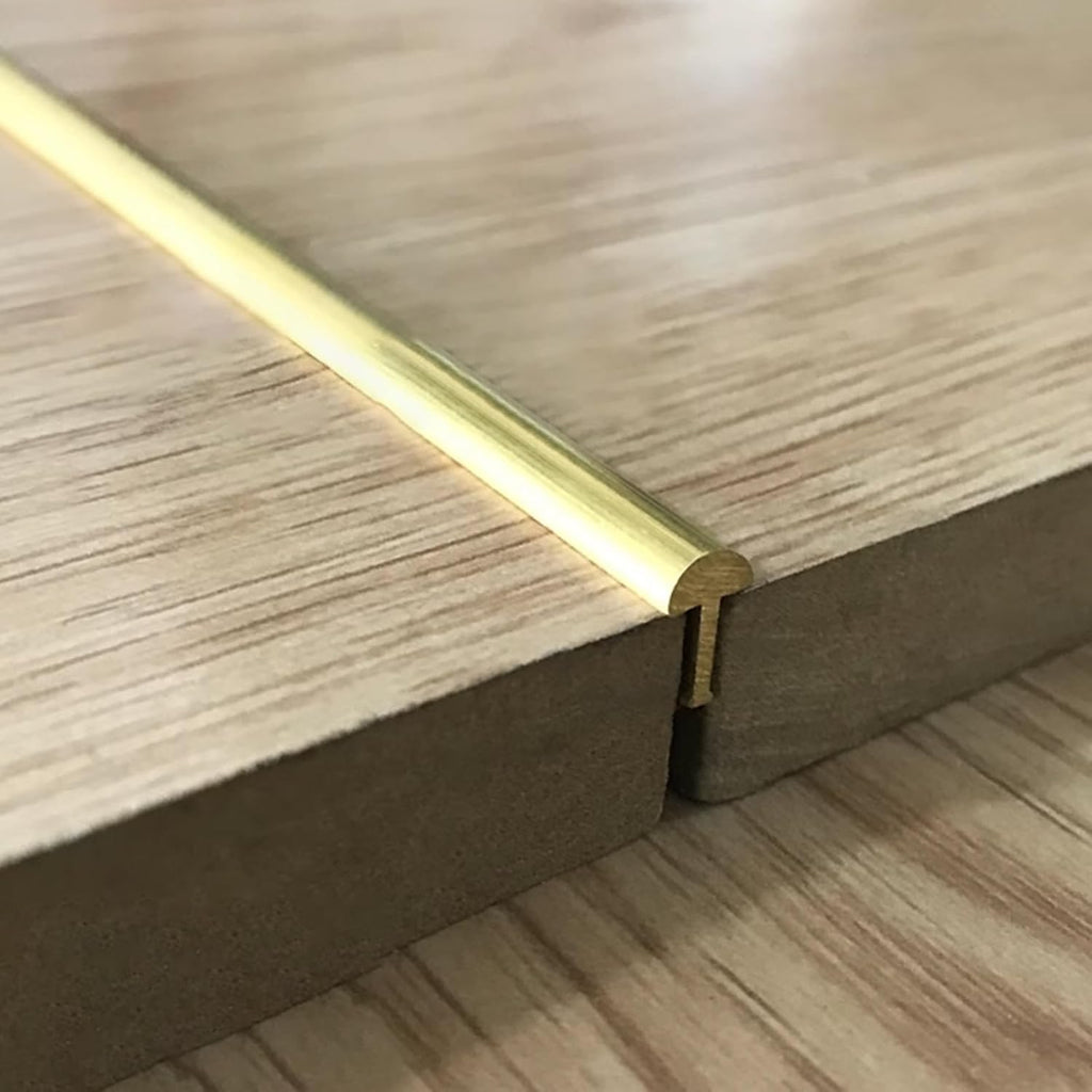5 Mm Extra Narrow Floor Transition Strip Brass, T Molding Curved Seam Cover Doorway Threshold Strips, Wood to Tile Flooring Gap Edge Trim Transition Bar(10pcs)