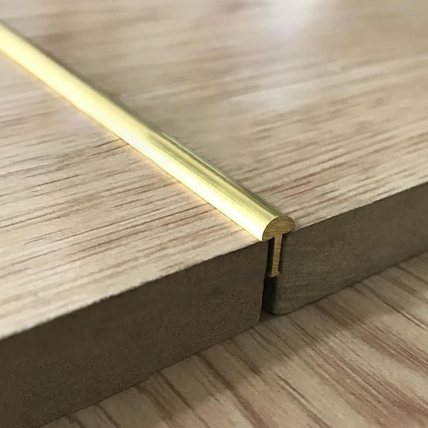5 Mm Extra Narrow Floor Transition Strip Brass, T Molding Curved Seam Cover Doorway Threshold Strips, Wood to Tile Flooring Gap Edge Trim Transition Bar(10pcs)