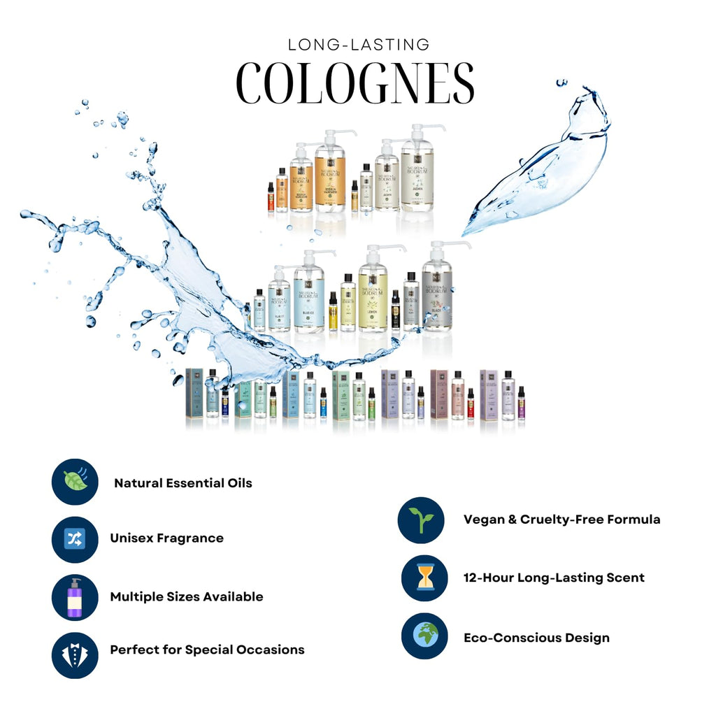 Orange Cologne for Men & Women Set of (60ml, 400ml, 500ml, 1L) - Vegan, Natural, Refreshing Scent, Sweet Orange Scent, Long Lasting Summer Eau De Cologne
