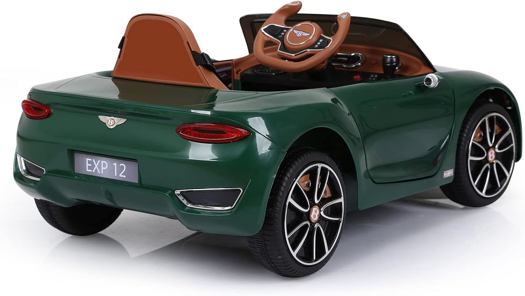 SEHOMY Kids Ride on car with Remote Control 12V, Bentley Style Electric Car Kids Battery Powered Motorized Vehicles with Seat, 2 Speed, LED Lights, MP3, Music, Horn, TF Card, USB Port, Green