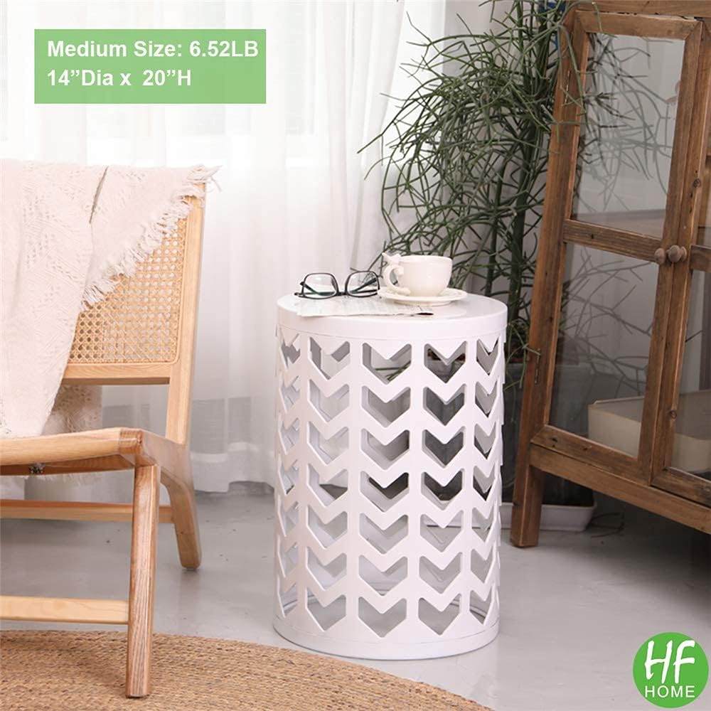 HFHOME Nesting Coffee Tables Set of 3, Industrial Metal Stacking Accent Side Tables Circle Table for Small Space, Living Room, Apartment, Bedroom Indoor - White