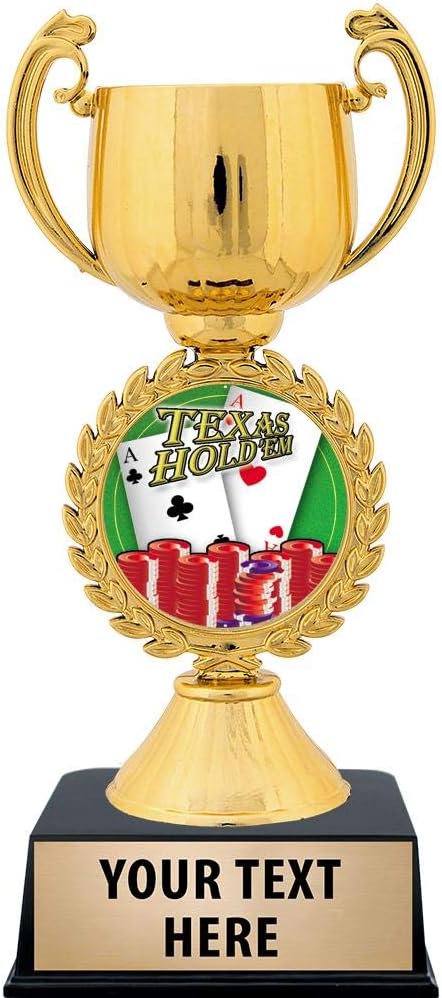 Crown Awards Personalized Poker Trophy, 7.25' Gold Cup Texas Hold Em Trophies with Free Custom Engraving