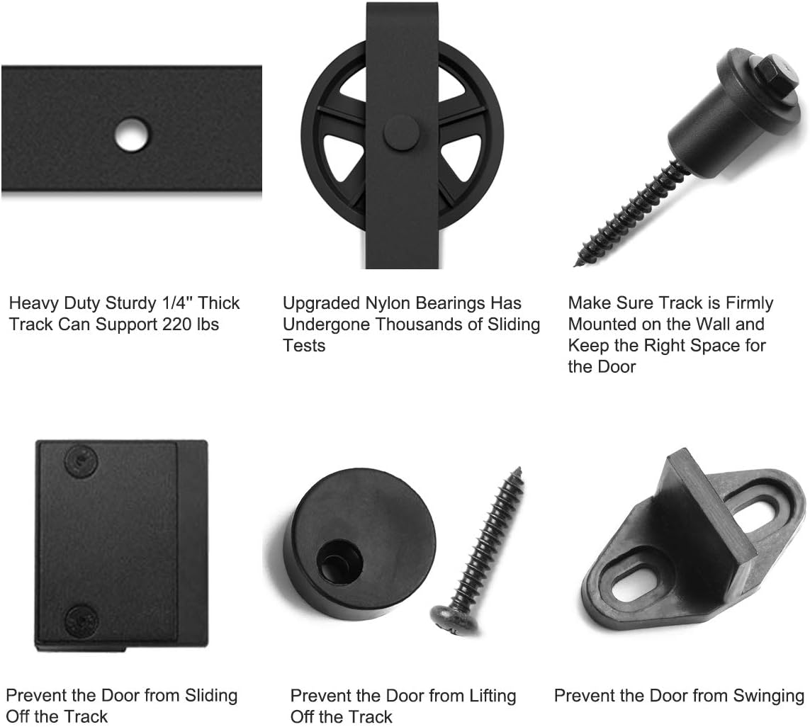 SMARTSTANDARD 18 Feet Heavy Duty Sliding Barn Door Hardware Kit, 4FT - 18FT, Black, Smoothly and Quietly, Simple and Easy to Install, Fit 108' Wide DoorPanel (Industrial Bigwheel Hangers)