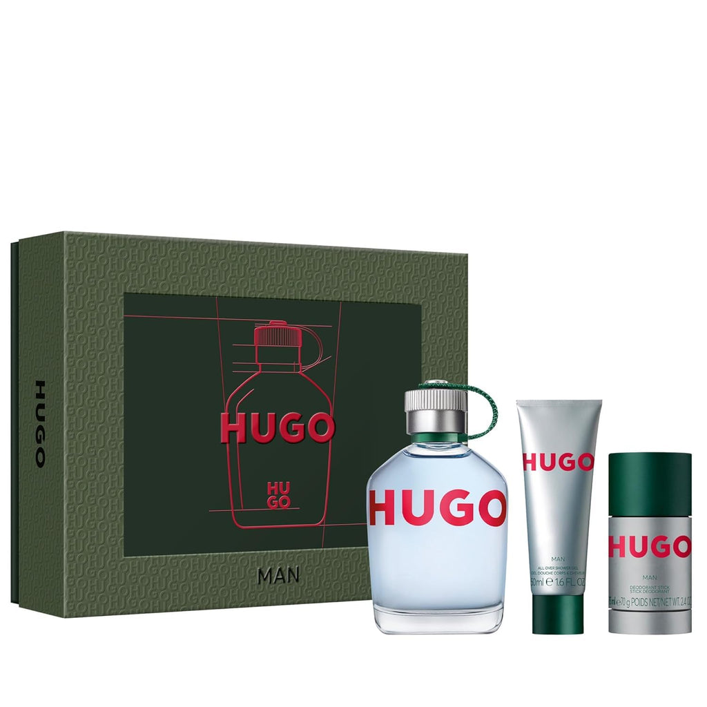 Hugo Boss Hugo Man Eau de Toilette 3-Piece Gift Set -EDT 4.2 fl oz, Shower Gel 1.6 fl oz, Deodorant 2.4 oz - With Notes of Green Apple & Fir Balsamk – Long Lasting Fragrance