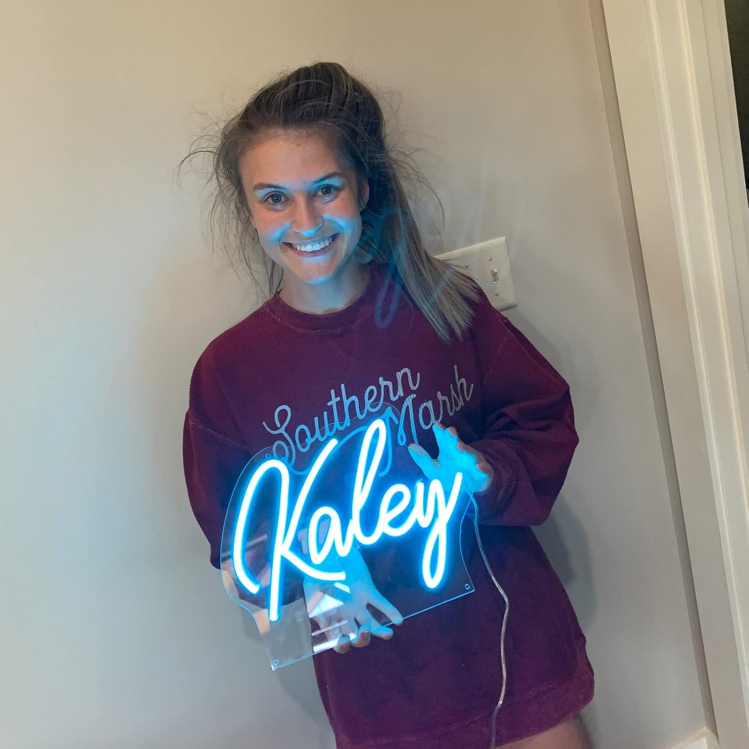 Personalized Neon Sign Tabletop, Custom Neon Sign with Stand, Custom Light Up Business Sign for Table, Wedding Bedroom Nursery Anniversary Party Home Bar Shop Salon Décor, Birthday Gift (1 Line, 50')
