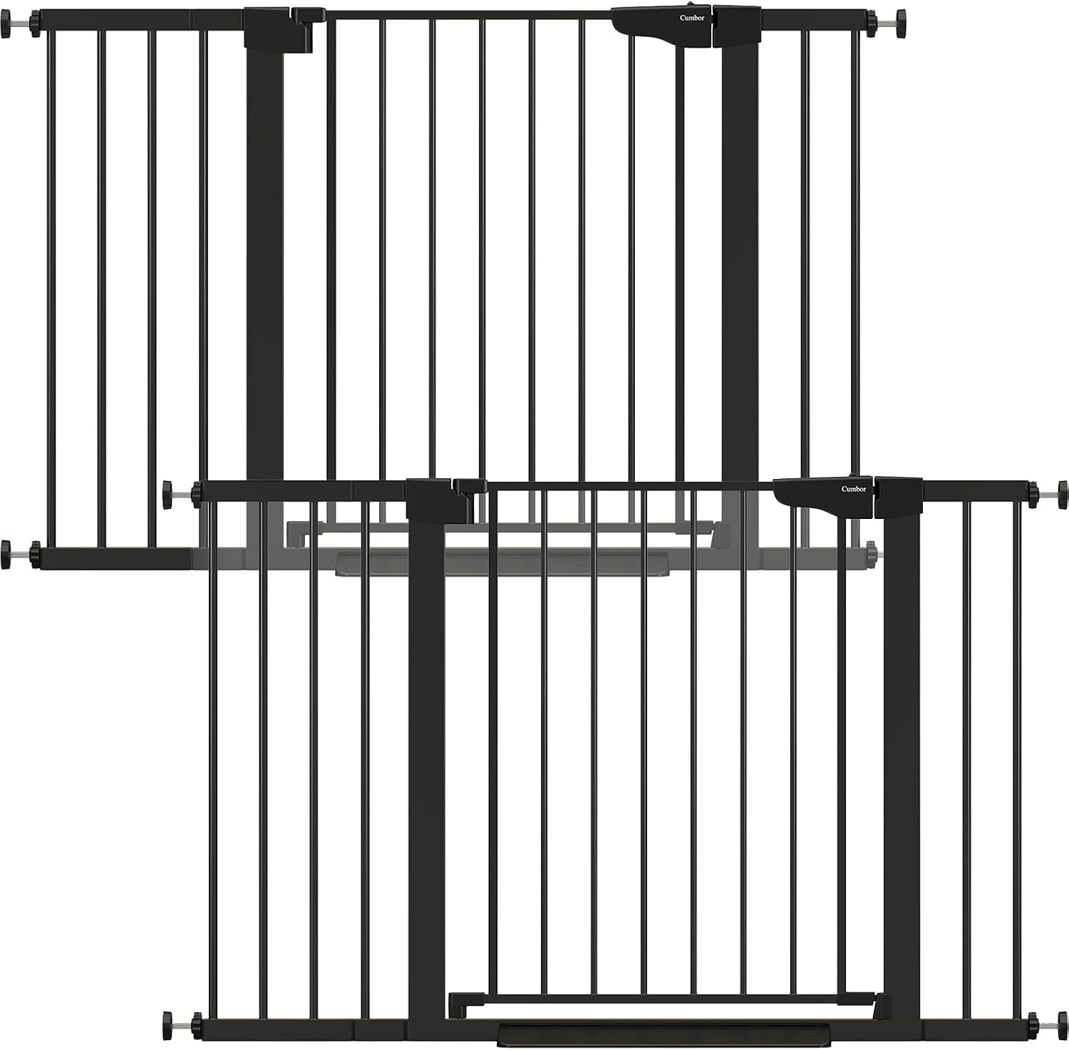 Cumbor 2 Pack 29.7'-48' Baby Gate for Stairs, Mom's Choice Awards Winner-Dog Gate for Doorways, Pressure Mounted Auto-Close Pet Gates for Dogs Indoor, Safety Child Gate with Easy Walk Thru Door,Black
