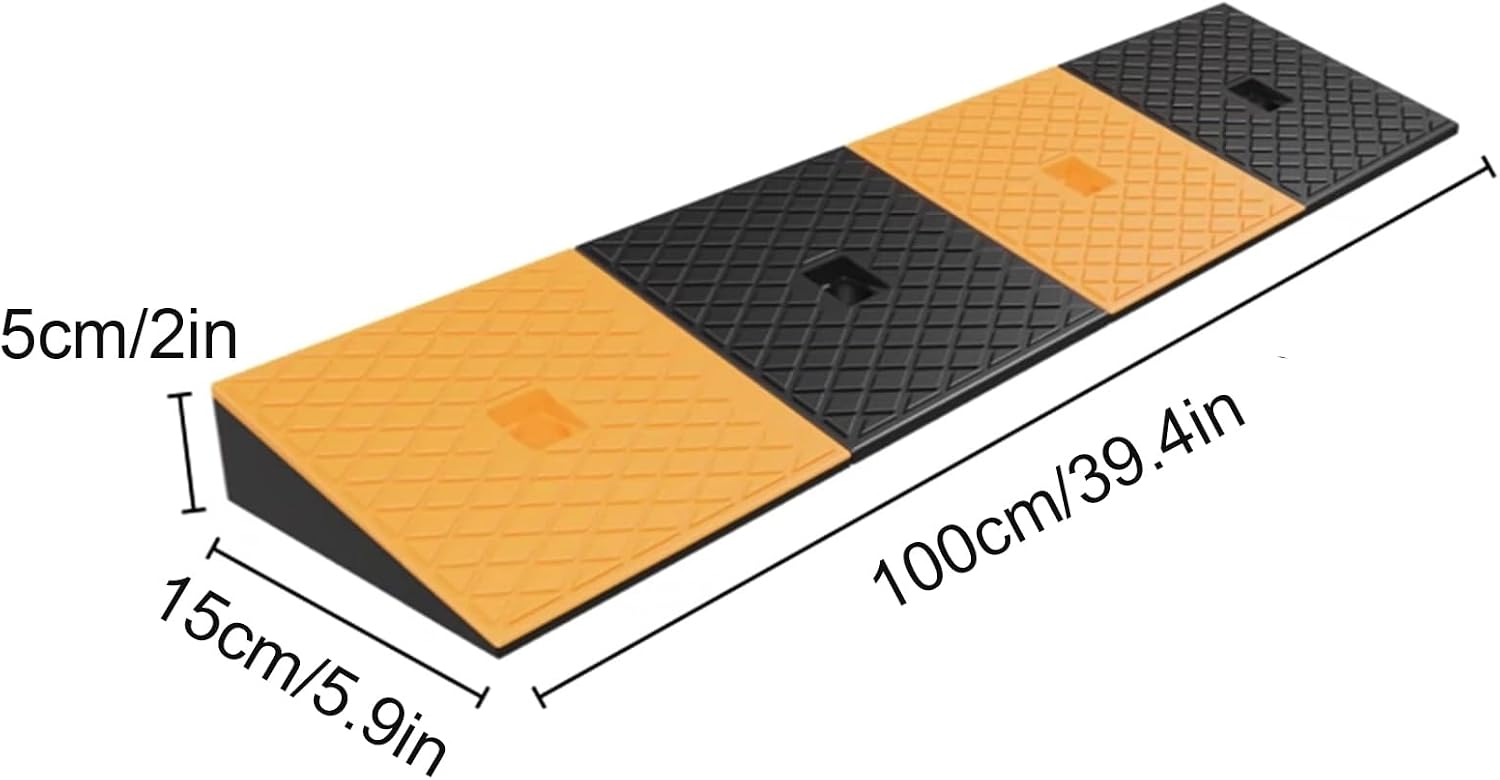 Rubber Curb Ramp 2' Rise Height, 39.4' Length Curbside Bridge Ramp, for Driveway Curb Ramp Loading Dock Truck Pickup Threshold Ramp Rubber Slope Pad, 1PCS