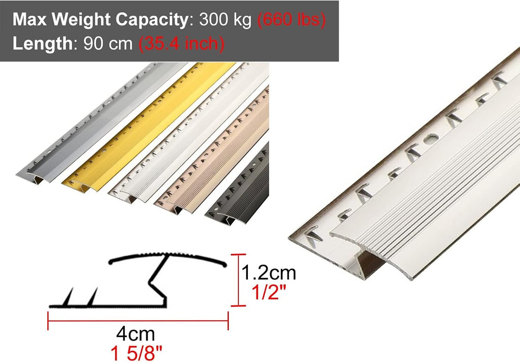Carpet to Wood Floor Transition Strip - Metal Z Molding Doorway Threshold Edging Trim for Tile and Hardwood Flooring - Cuttable Design for Easy Installation