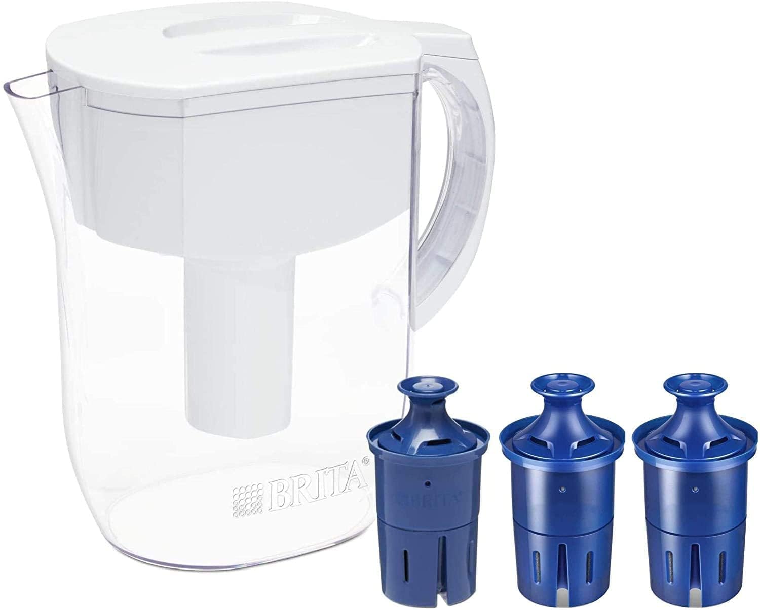 BRITA Longlast Everyday 10 Cup Pitcher & Longlast Elite Filters Set of 3, White