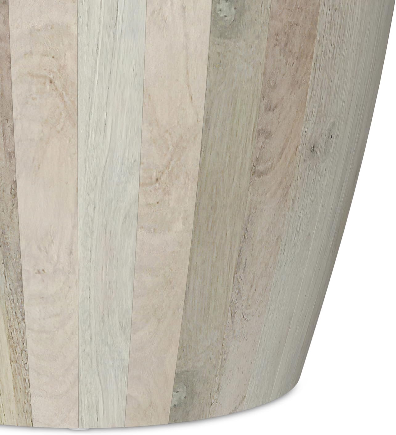 SIMPLIHOME Elmbrook End Table - 21 inch Wide Solid Mango Wood Round Drum Table with Vertical Panel Detailing in White Wash, Modern Nightstand or Plant Stand for Living Room or Bedroom, Assembled