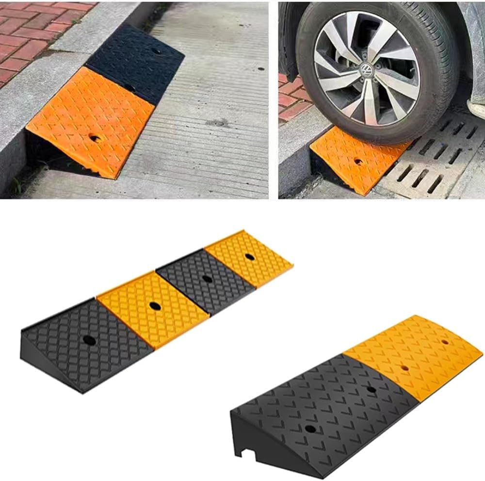 Heavy Duty Driveway Curb Ramps 2' 6' 4' Rise Rubber Wheelchair Ramp Doorway Threshold Ramp, Portable Kerb Ramp for Steps Sidewalk Warehouse(100x30x12 cm (39'x11.8'x4.7'))