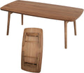 AZUMAYA Folding Legs Table W41.3 x D20.5 x H14.0 Inches Natural Walnut and Rubber Wood Material Home and Living Coffee Table Walnut Wood Color TAC-229WAL