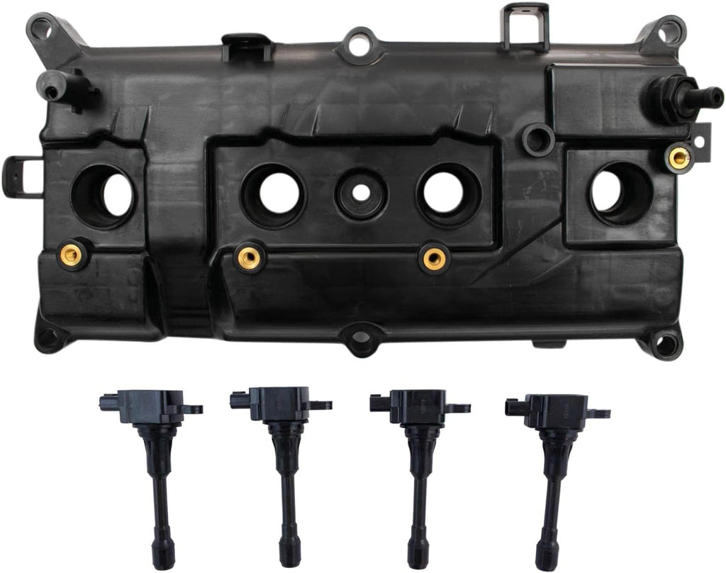 TRQ Ignition Coil Kit 5 Piece Valve Cover Compatible with 2007-2012 Nissan Versa