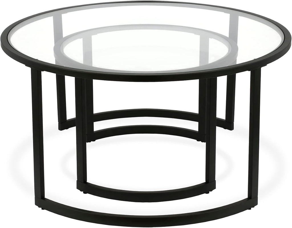 Mitera Round Nested Coffee Table in Blackened Bronze