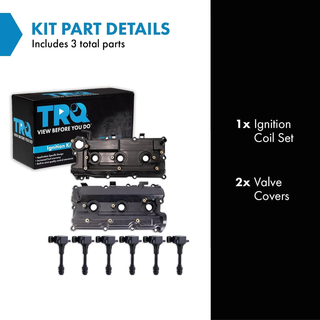 TRQ Ignition Coil Kit 8 Piece Valve Cover Compatible with 2002-2003 INFINITI QX4 2002-2004 Nissan Pathfinder