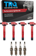 TRQ Ignition Coil and Spark Plug Kit 8 Piece Iridium Spark Plugs Compatible with 2002-2006 Acura RSX 2003-2007 Honda Accord 2002-2011 Civic 2002-2009 CR-V 2003-2011 Element