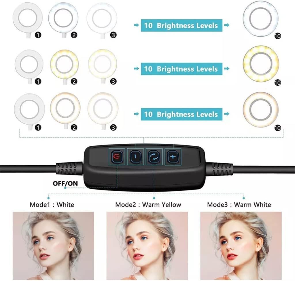 Selfie LED Ring Light Tabletop Shooting Ring Lamps Studio Light with Phone Holder for Video Photo Makeup (Color : Black Size : 63cm) (Black 63cm)