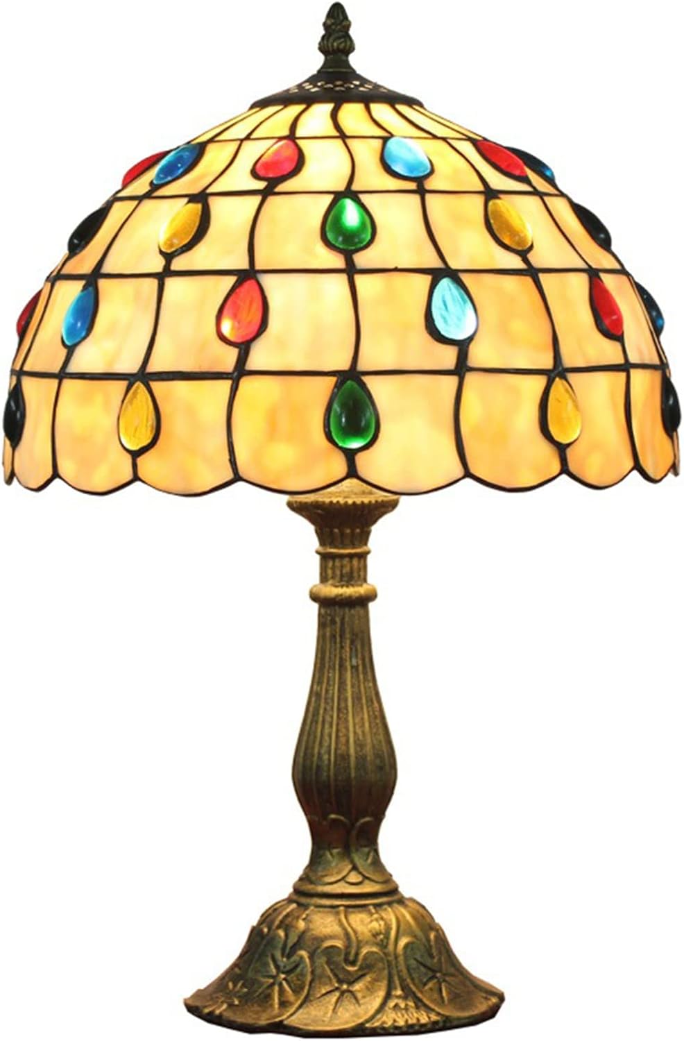 Tiffany Style Lamp Table Top Stained Glass Bedside Lamp,Vintage Nightstand Lamp Night Light Indoor Lighting Decoration Desk Lamp Children's Room Light Bedroom Lamp