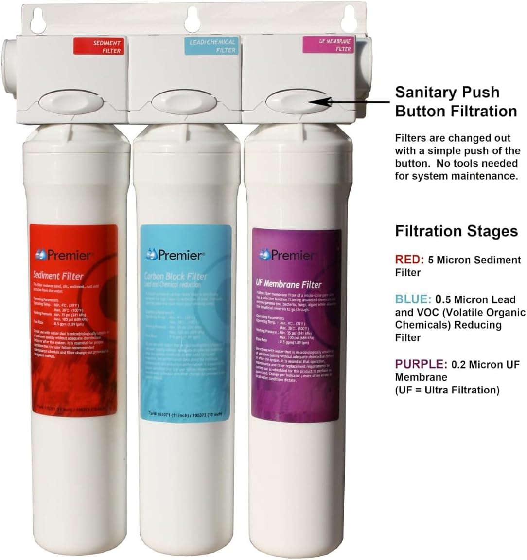 Watts Premier Annual Pure UF-3 5-Pack Filter Kit for 3-Stage Ultra Filtration and RO Pure Reverse Osmosis System, Push Button, 2 Sediment Filters, 2 LVOC Carbon Filters, UF Membrane, WQA Certified