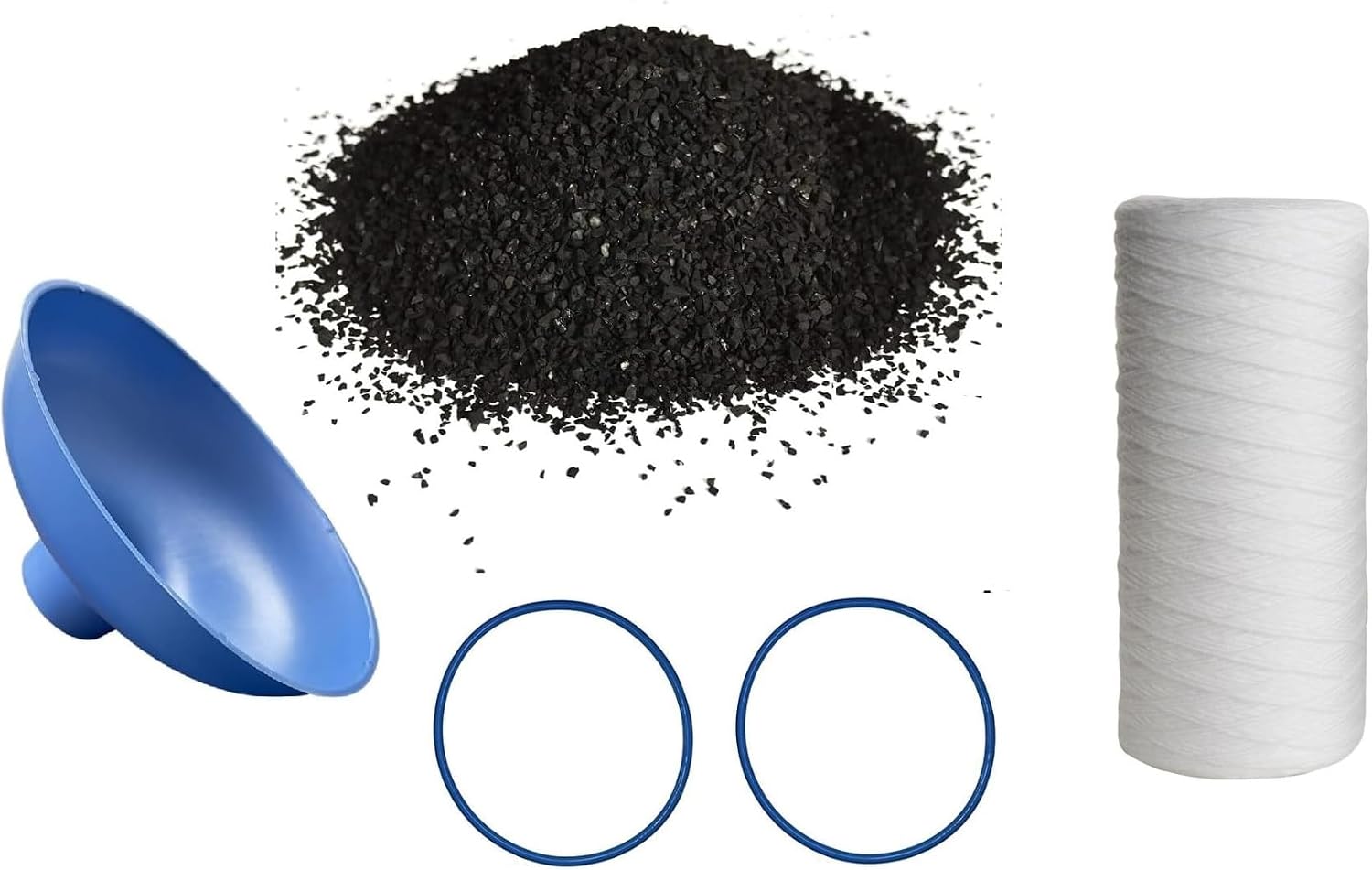 IPW Industries Inc. - Activated Coconut Shell Carbon for Whole House Water Filter System with 5 Micron Sediment Filter, O-Rings & Funnel - PC1000-P