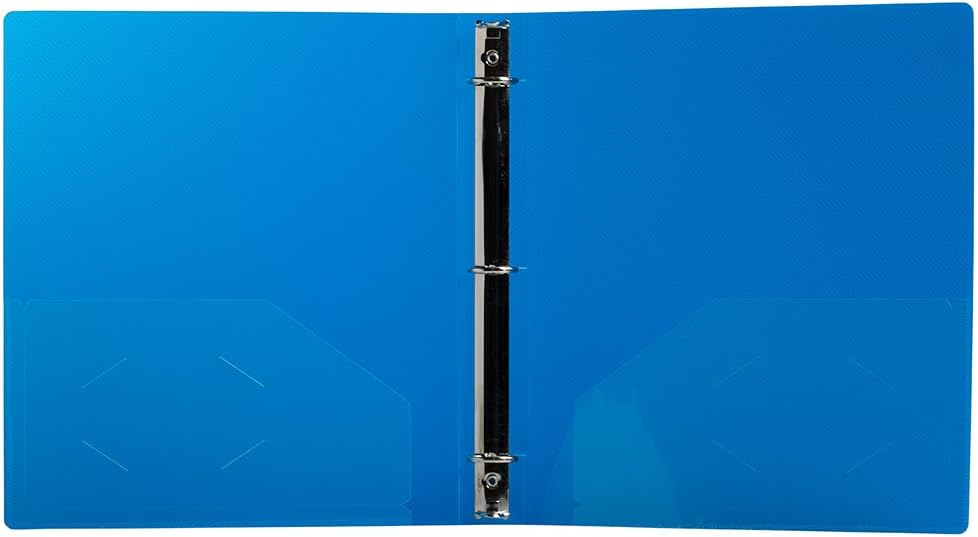JAM PAPER Plastic 1 inch Binders - Blue 3 Ring Binder - Bulk 24/Pack