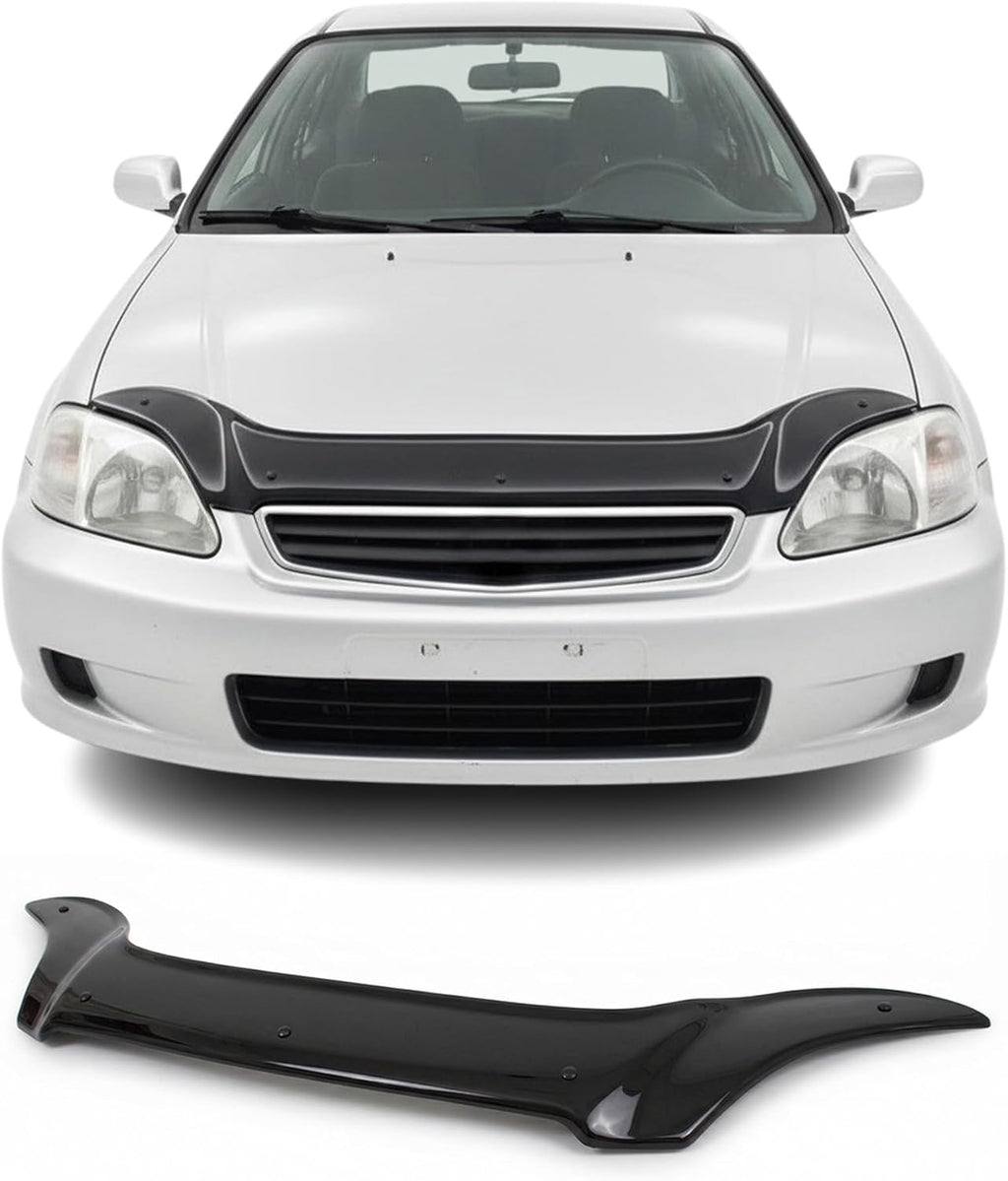 Hood Deflector Guard fits Honda Civic 1995-2000, Bugflector Bug & Bonnet Shields, Black ABS Hood Protector, Protects from Particles & Bug, All Weather Durable Car Exterior Accessories