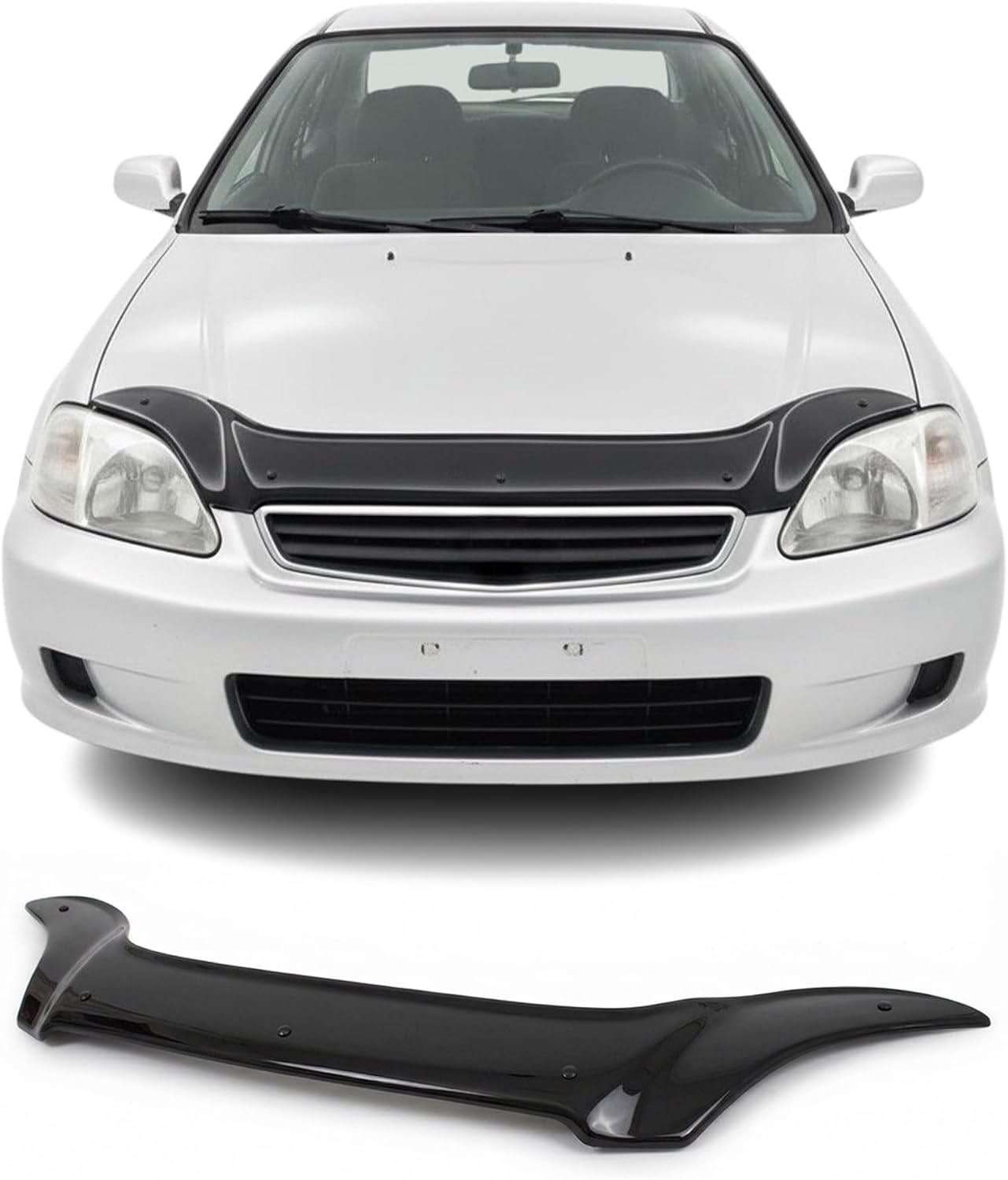 Hood Deflector Guard fits Honda Civic 1995-2000, Bugflector Bug & Bonnet Shields, Black ABS Hood Protector, Protects from Particles & Bug, All Weather Durable Car Exterior Accessories
