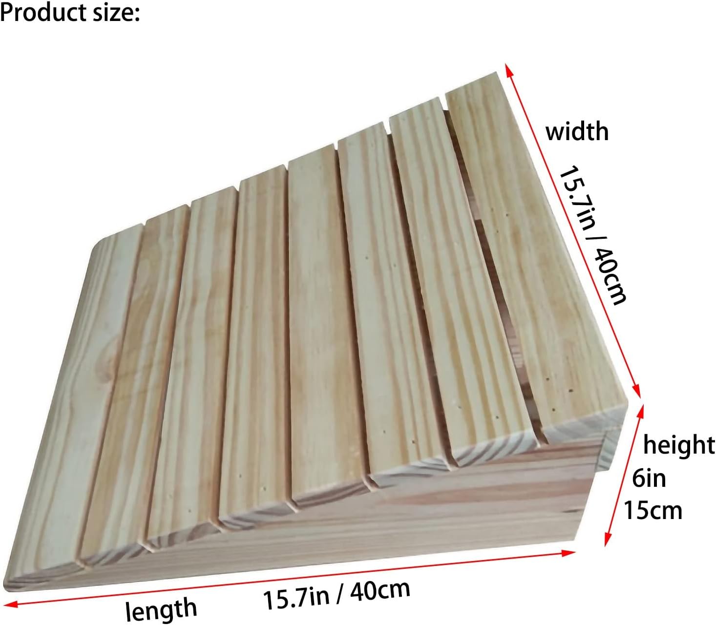 6 Inch Rise Solid Wood Threshold Wheelchair Ramps, Anti-Slip Surface Portable Mobile Car Ramp, Home Stairs Doorway Wooden Ramp Pad (Size : 15.7x15.7x6in/40x40x15cm)