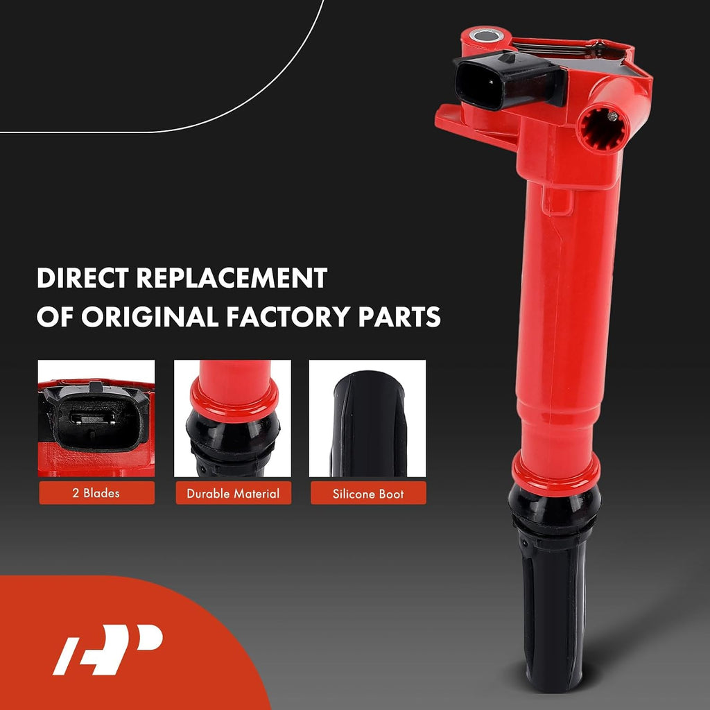 A-Premium (Red) Set of 16 Ignition Coil Pack and Iridium & Platinum Spark Plugs Compatible with Ford F-150 2010-2014, F-250 Super Duty, F-350 Super Duty, E-350 Super Duty, E-450 Super Duty, 6.2L