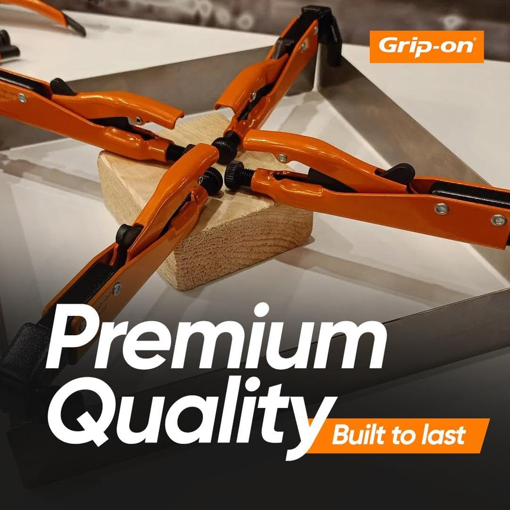 Grip-On 10 Piece Essential Locking Pliers and Clamp Set | Straight & Curved Jaws, Long Nose, Wire Cutter & C-Clamps | Premium Welding Pliers & Sheet Metal Tools with Storage Rack
