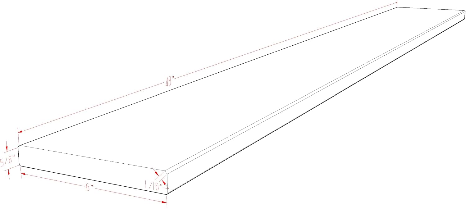 Tenedos Solid White Engineered Marble Threshold Saddle Polished, for Shower Curb, Bathroom Vanity Backsplash, Window Sill, Maintenance Free, Stain Resistant (6' x 48')