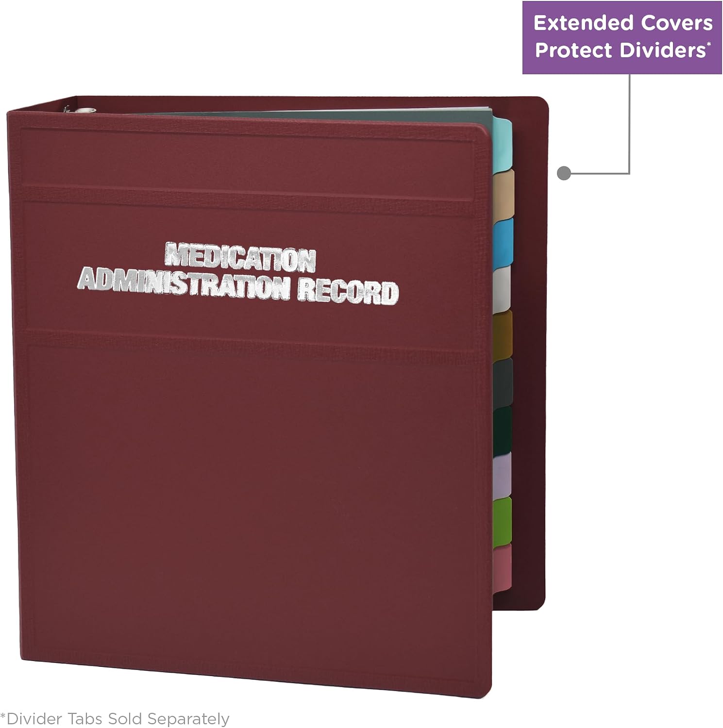 Carstens 3-Inch Heavy Duty Round Ring Binder for Medication Administration Records – Side Opening, Wine, Case of 14, Durable Plastic, No Pockets, Holds 400 Letter Sheets, Made in USA (1791-3RCS)