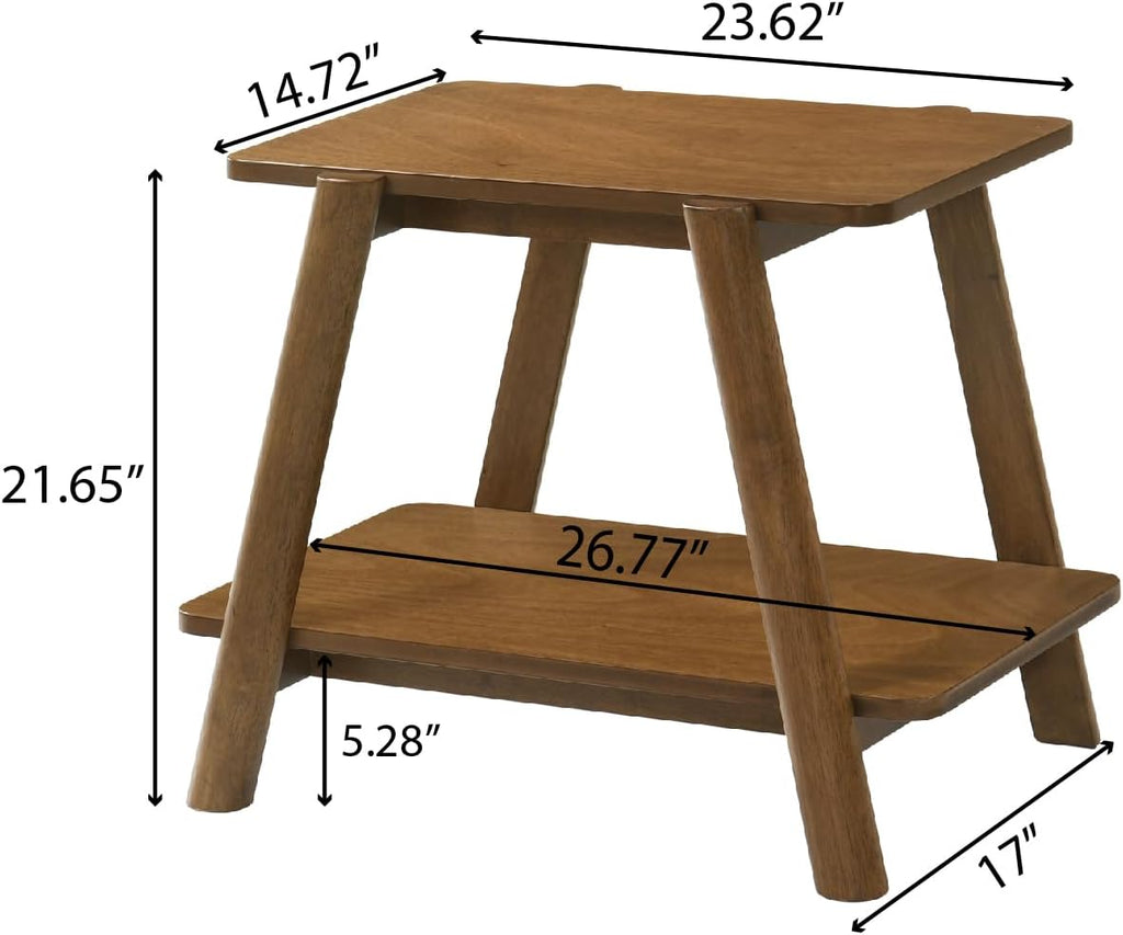 3-Piece Living Room Table Set, Coffee Table& Two End Tables, Side Table with Wood Storage Shelf for Living Room, Bedroom (Walnut, 43.3''L X 17.8''W X 17.72''H)