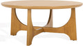 SAFAVIEH Couture Collection – Sasha Contemporary Natural Oak Veneer Round Coffee Table, Sculptural Modern Living Room Table (SFV2128D)