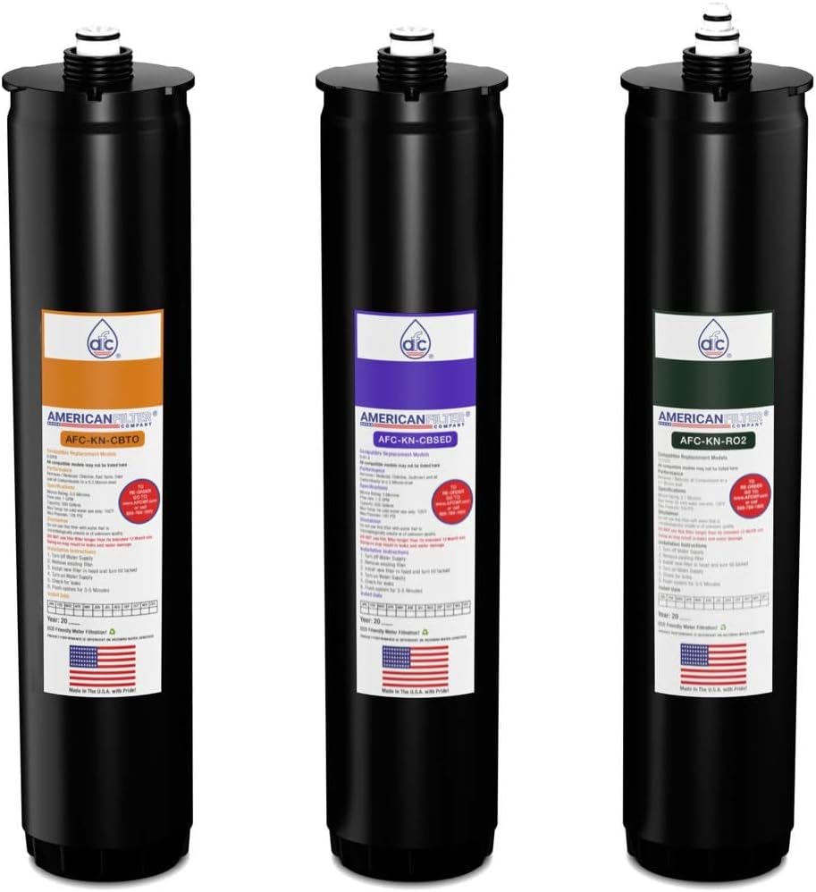 American Filter Company® Brand Model # AFC-KN-OPG-3PK Water Filters, Compatible with Kinetico® K5 systems, Cartridge (Part # 9461A, 9306B & 12752A) Orange/Purple/Green - 6 Month Pack